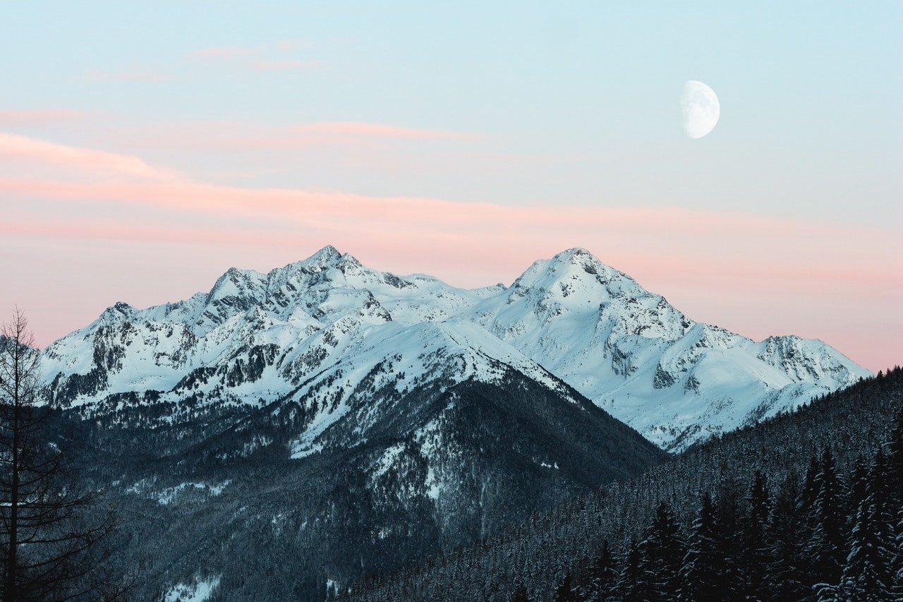 Snowy mountain peak